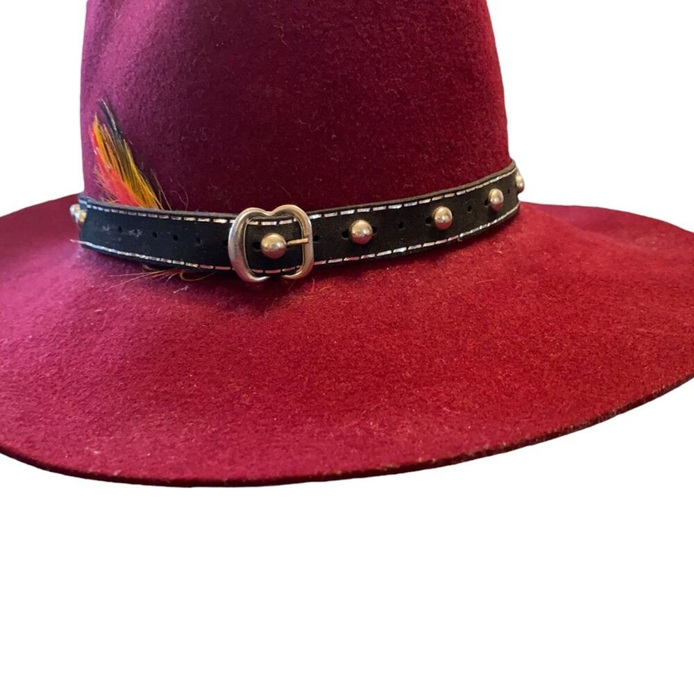 Smithbilt Hat Fedora made in Calgary Canada Burgundy Western Cowboy Size 6 5/8" - Picture 5 of 8